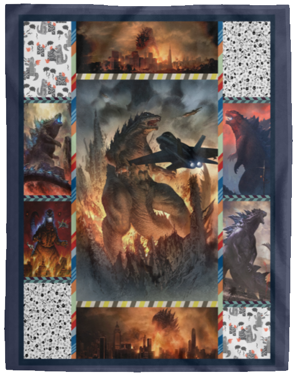 Godzilla On Monster Island Fleece Blanket, Premium Sherpa Blanket, Godzilla Monster Blanket, Godzilla Movie Blanket, Godzilla Lover Blanket	VPL Cozy Plush Fleece Blanket - 60x80