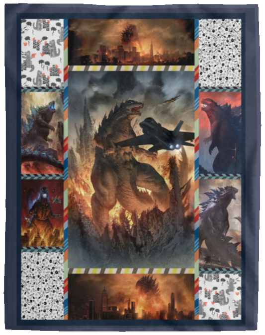 Godzilla On Monster Island Fleece Blanket, Premium Sherpa Blanket, Godzilla Monster Blanket, Godzilla Movie Blanket, Godzilla Lover Blanket	VPL Cozy Plush Fleece Blanket - 60x80
