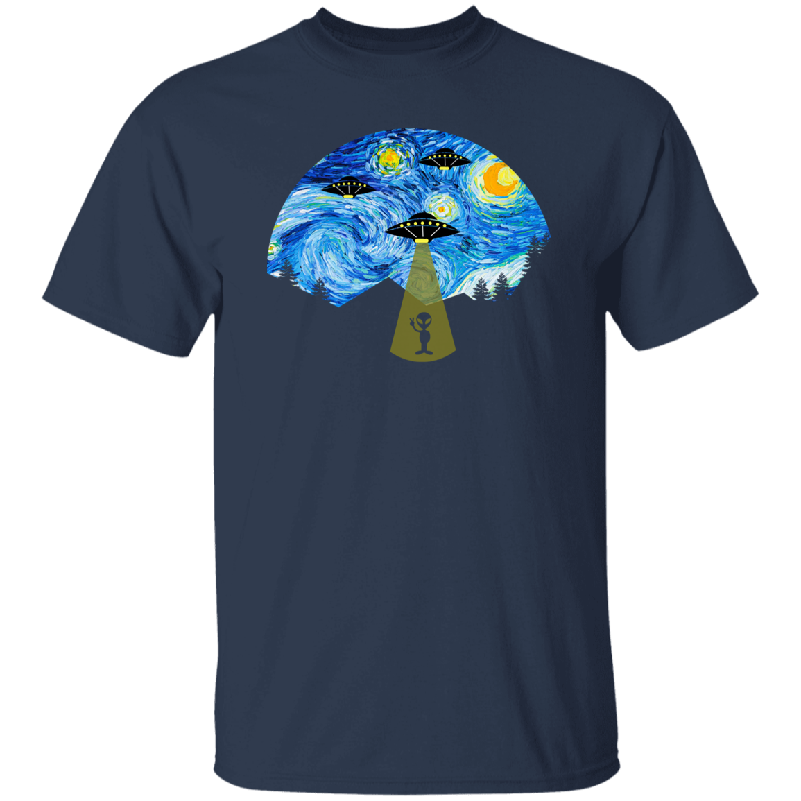 Starry Night UFO Alien Vintage T-Shirt