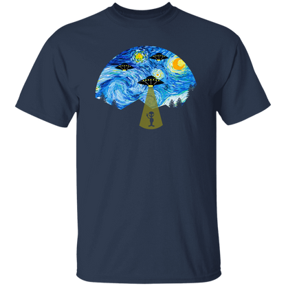 Starry Night UFO Alien Vintage T-Shirt