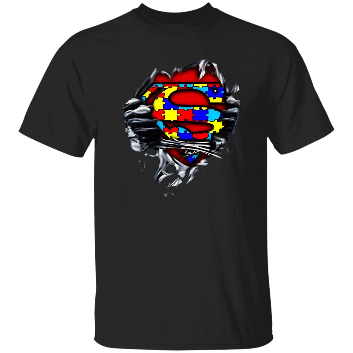 Autism Superhero For You And Friends Perfect For Casual Wear Black T-Shirt - leleart
