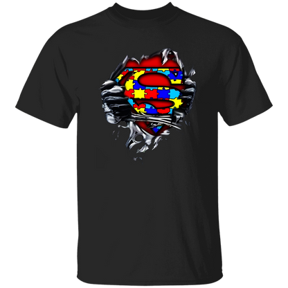 Autism Superhero For You And Friends Perfect For Casual Wear Black T-Shirt - leleart