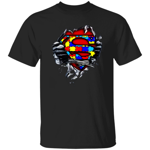 Autism Superhero For You And Friends Perfect For Casual Wear Black T-Shirt - leleart