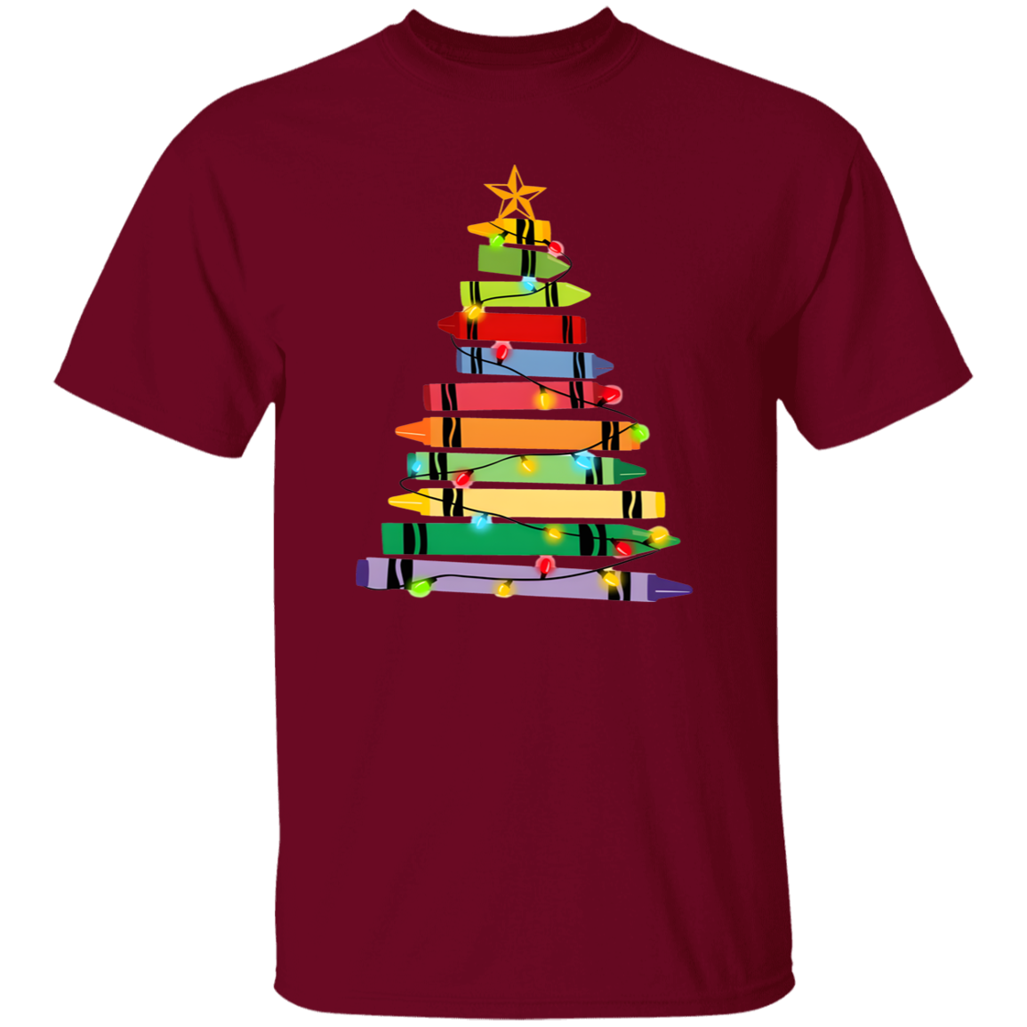Crayons Tree Colored Lights Teacher  T-Shirt - lapicta