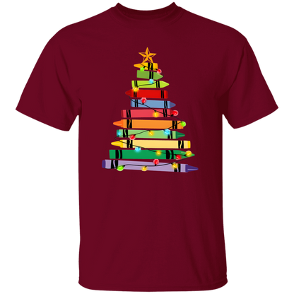 Crayons Tree Colored Lights Teacher  T-Shirt - lapicta