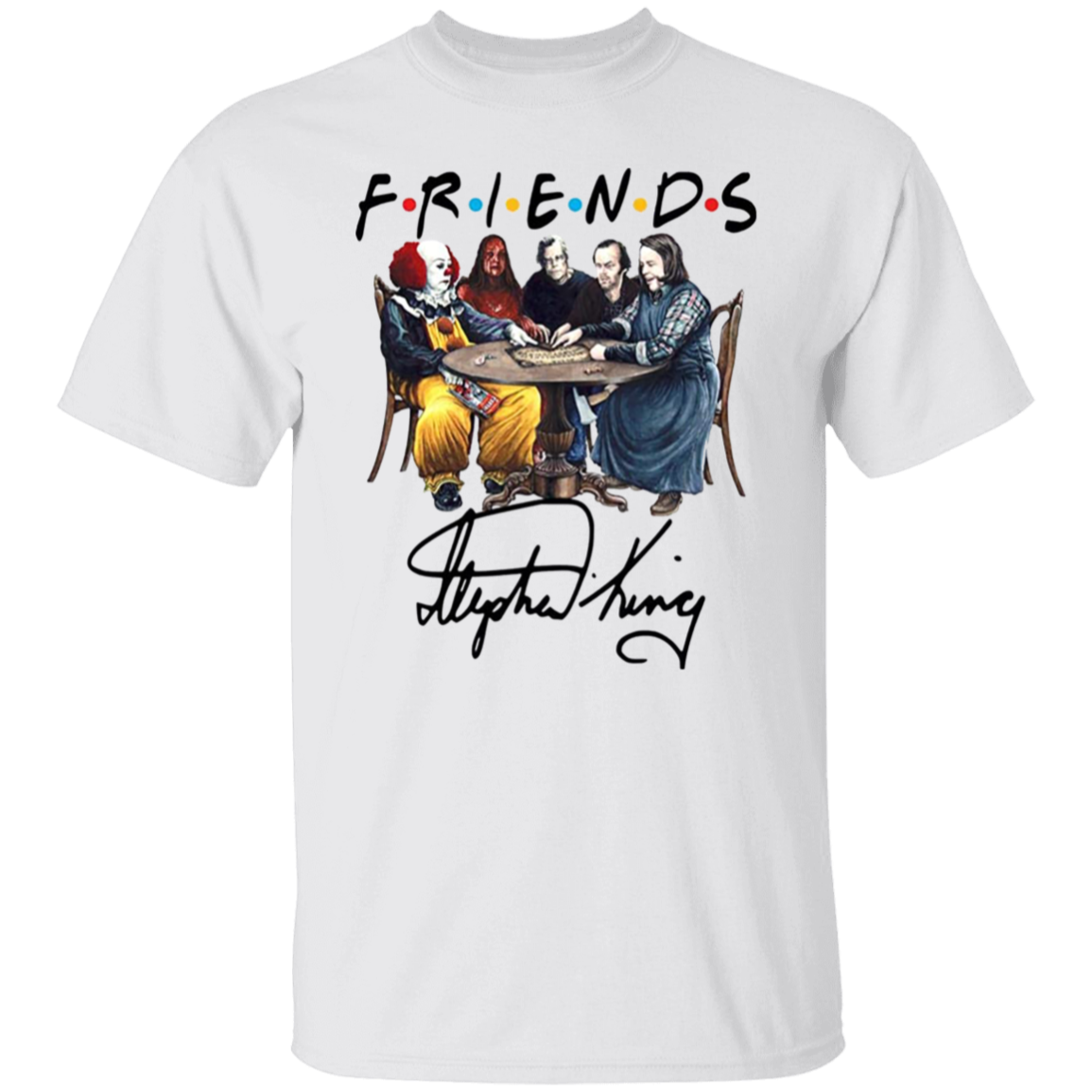Stephen King Horror Characters Friends Signature T-Shirt - leleart