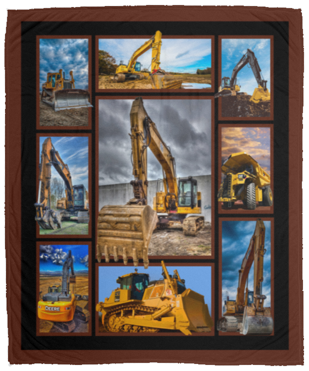 Excavator Fleece Blanket, Premium Sherpa Blanket, Dad Gift Ideas, Excavator Blanket, Excavator Dad Quilt	VPM Cozy Plush Fleece Blanket - 50x60