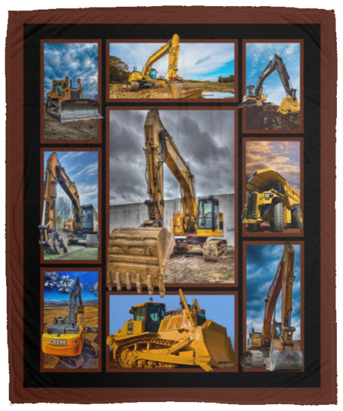 Excavator Fleece Blanket, Premium Sherpa Blanket, Dad Gift Ideas, Excavator Blanket, Excavator Dad Quilt	VPM Cozy Plush Fleece Blanket - 50x60
