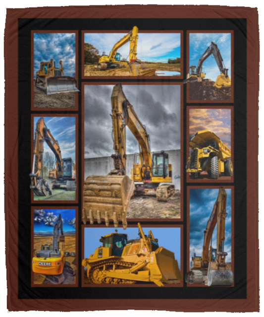 Excavator Fleece Blanket, Premium Sherpa Blanket, Dad Gift Ideas, Excavator Blanket, Excavator Dad Quilt	VPM Cozy Plush Fleece Blanket - 50x60