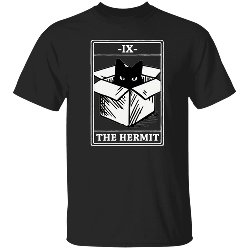 Black Cat IX The Hermit Funny Cat In Box Vintage T-Shirt, Tarot Shirt, Black Cat Shirt, Cat Lovers Shirt, Gift Tee For You And Your Family	G500 5.3 oz. T-Shirt
