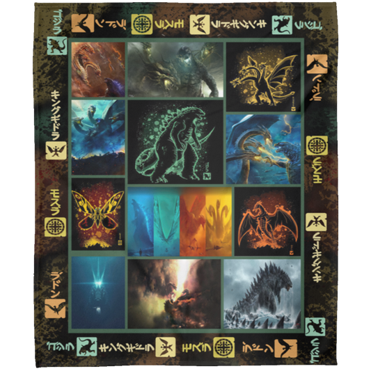 Godzilla King Of The Monsters Fleece Blanket, Premium Sherpa Blanket, Godzilla Blanket, Godzilla Lover Gift, Monster Blanket	FLM Arctic Fleece Blanket 50x60