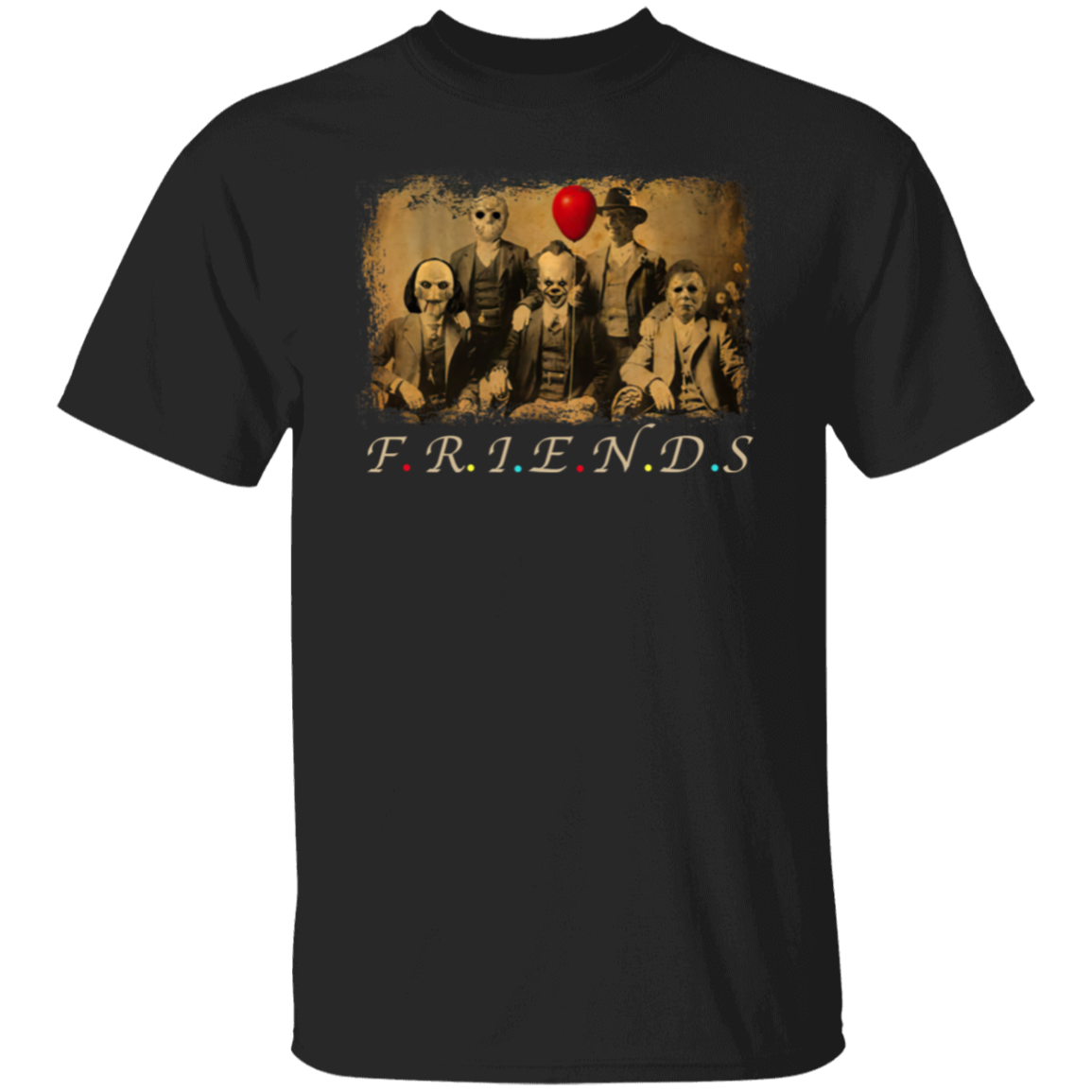 riends Horror Five Characters Squad – Funny Halloween Movie T-Shirt - leleart