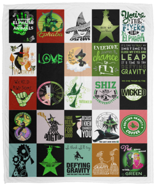 Wicked Fleece Blanket, Premium Sherpa Blanket, Wicked Blanket, Musical Quilt, Wicked Musical Blanket	VPM Cozy Plush Fleece Blanket - 50x60