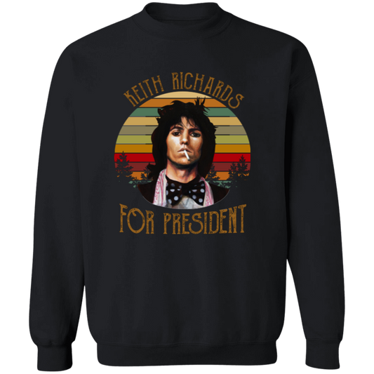 Keith For President Vintage T-Shirt, Keith Richards Shirt, Guitar Lovers Shirt, Rock Music Shirt, Funny Gift Tee For You And Your FriendsG180 Gildan Crewneck Pullover Sweatshirt