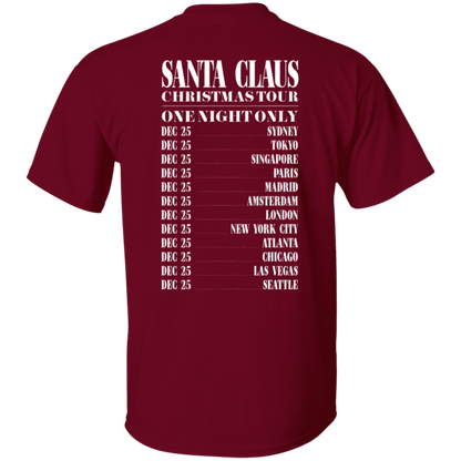 Santa Claus Christmas Tour Teacher Two Sided T-Shirt