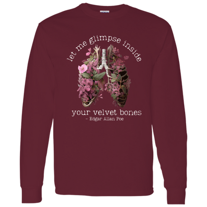 Edgar Allan Poe Let Me Glimpse Inside Your Velvet Bones Funny Halloween Teacher Vintage T-Shirt