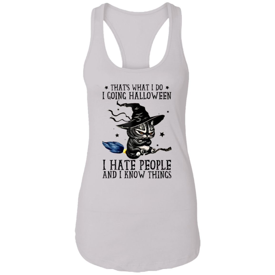 Black Cat Meme Halloween NL1533 Ladies Ideal Racerback Tank - pelyn - ID23092427