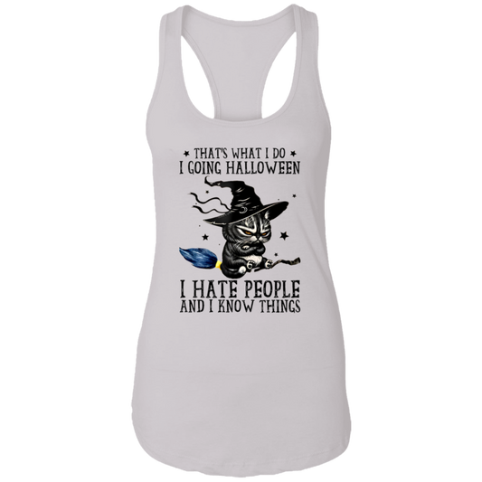 Black Cat Meme Halloween NL1533 Ladies Ideal Racerback Tank - pelyn - ID23092427