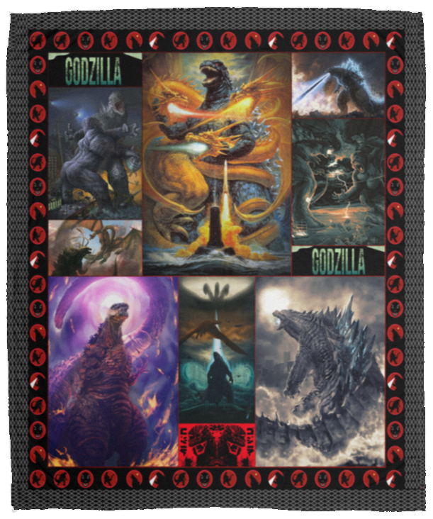 Godzilla Great War Fleece Blanket, Premium Sherpa Blanket, Godzilla Vs Kong Blanket, Godzilla Movie Blanket, Godzilla Vs Dragon Blanket	VPM Cozy Plush Fleece Blanket - 50x60
