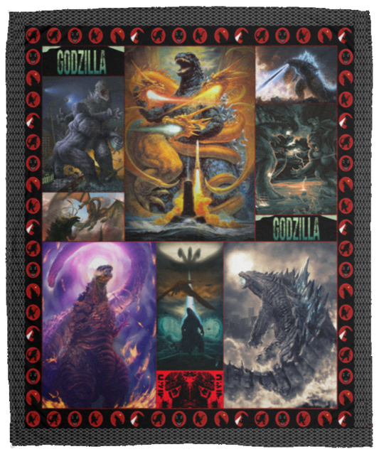 Godzilla Great War Fleece Blanket, Premium Sherpa Blanket, Godzilla Vs Kong Blanket, Godzilla Movie Blanket, Godzilla Vs Dragon Blanket	VPM Cozy Plush Fleece Blanket - 50x60
