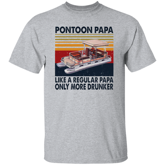 Pontoon Papa Like A Regular Papa Boating Drinking Dad Vintage T-Shirt, Pontoon Shirt, Pontoon Captain Shirt, Pontoon Boat Shirt, Dad Shirt	G500 5.3 oz. T-Shirt