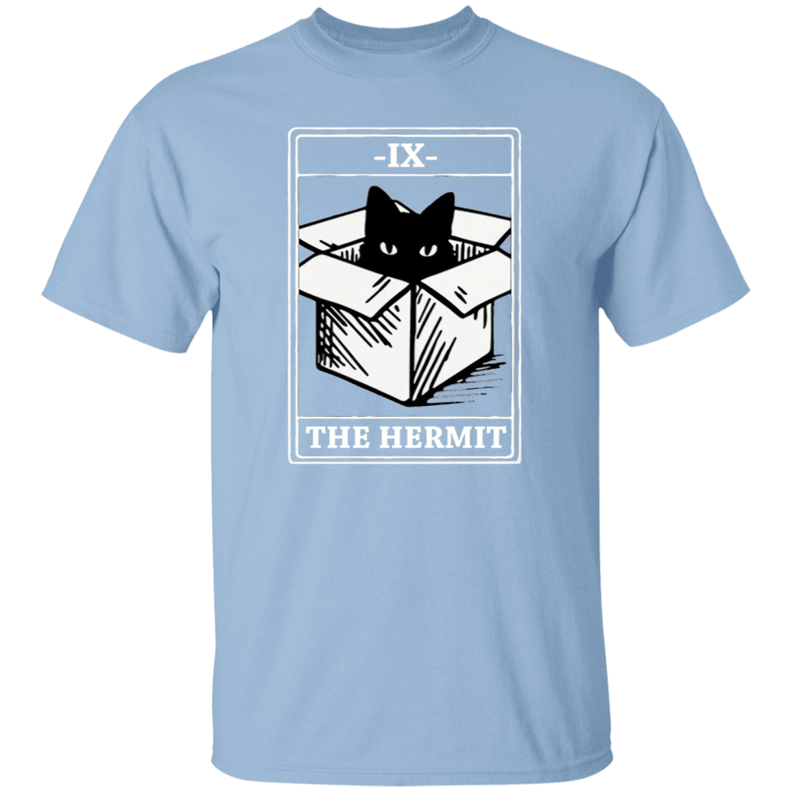 Black Cat IX The Hermit Funny Cat In Box Vintage T-Shirt, Tarot Shirt, Black Cat Shirt, Cat Lovers Shirt, Gift Tee For You And Your Family	G500 5.3 oz. T-Shirt