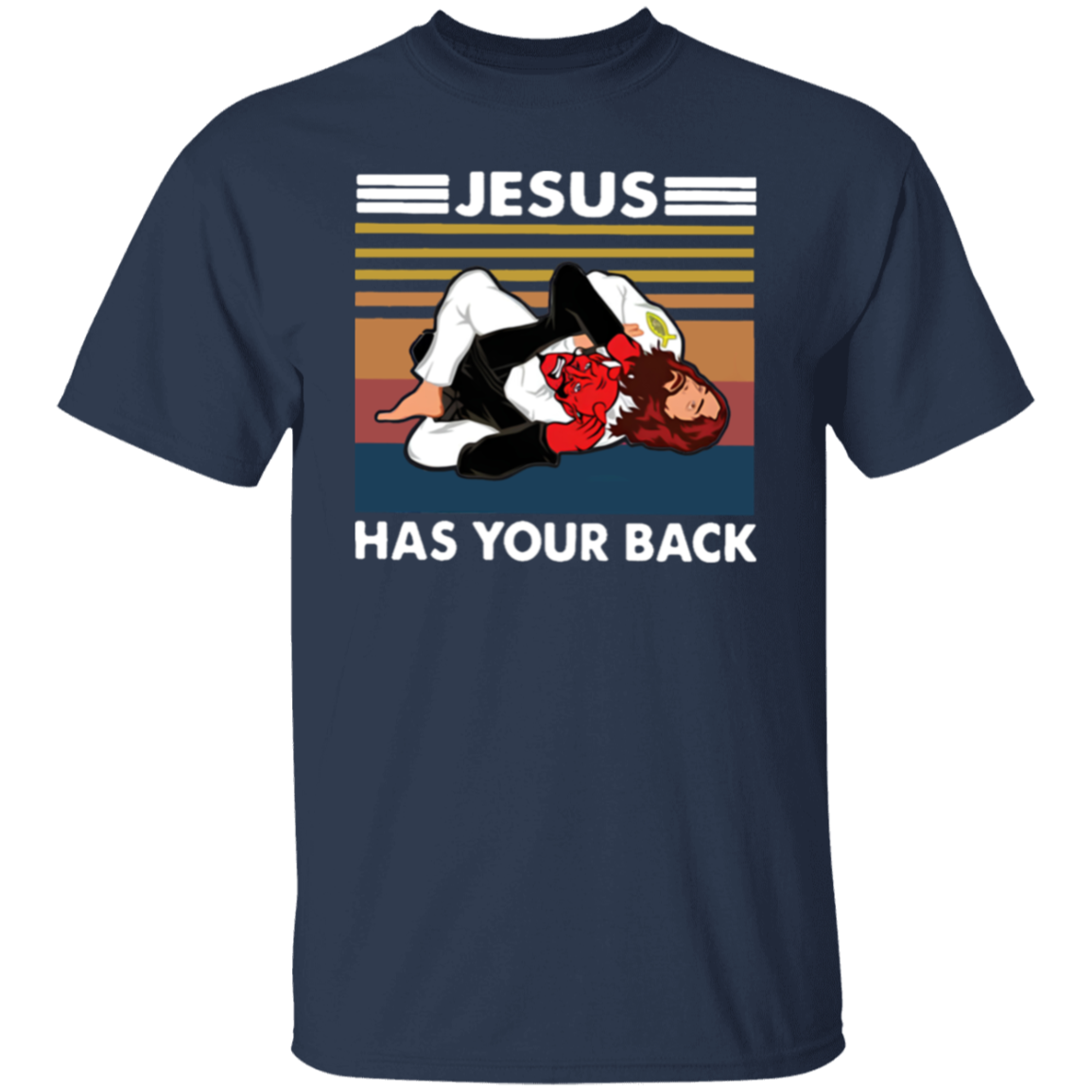 Jiu Jitsu Jesus Has Your Back Funny Christian Gift Vintage T-Shirt - leleart
