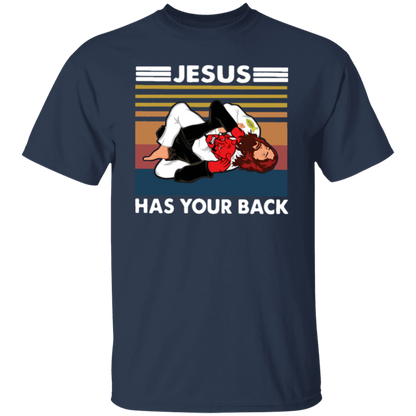 Jiu Jitsu Jesus Has Your Back Funny Christian Gift Vintage T-Shirt - leleart