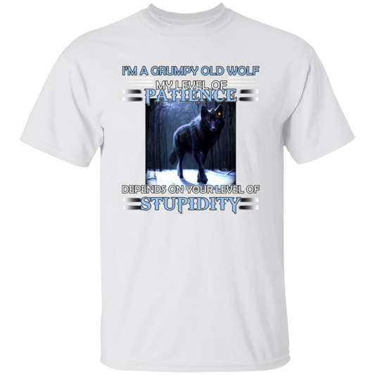 I’m A Grumpy Old Wolf My Level Of Patience Depends On Your Level Of Stupidity Unisex  T-Shirt - pelyn - final