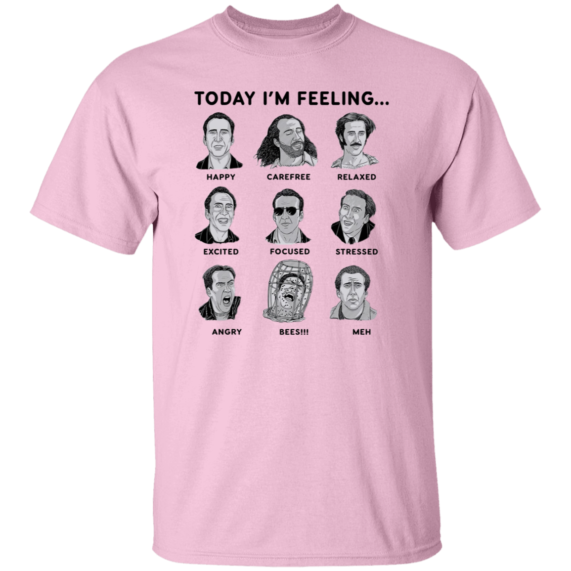 Nicolas Cage Today I'm Feeling Vintage T-Shirt, Nicolas Cage Shirt, Nicolas Cage Lovers Shirt, Actor Shirt, Comedian Shirt, Cage ShirtG500 5.3 oz. T-Shirt