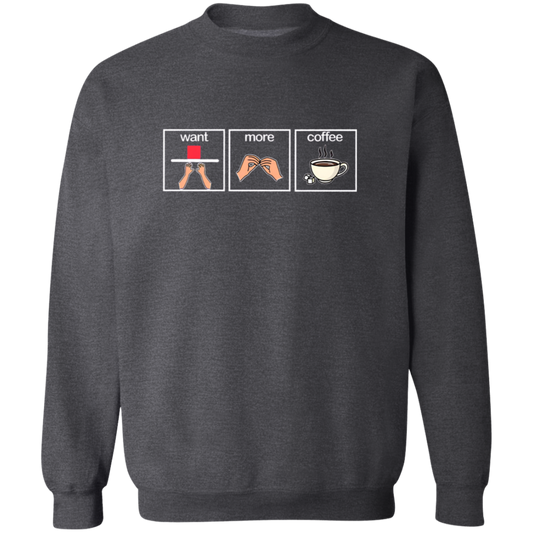 Want More Coffee Teacher Vintage G180 Gildan Crewneck Pullover Sweatshirt- letter