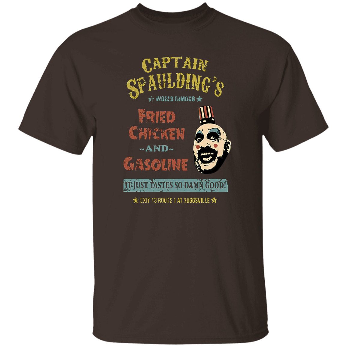 Captain Spaulding's World Famous Fried Chicken and Gasoline Retro T-Shirt - leleart
