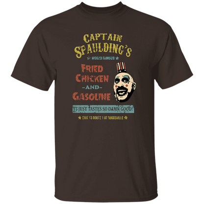 Captain Spaulding's World Famous Fried Chicken and Gasoline Retro T-Shirt - leleart