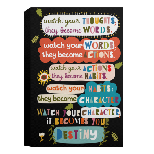 Watch Your Thoughts They Become Words Framed Canvas, Unframed Poster, Classroom Poster, Back To School Gift, Classroom Wall Decor	CANPO15 Deluxe Portrait Canvas 1.5in Frame