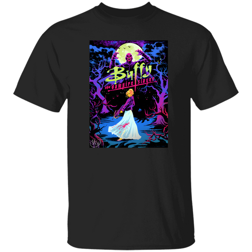 G500 5.3 oz. T-Shirt Gran camiseta vintage con diseño de bruja y luna de Halloween