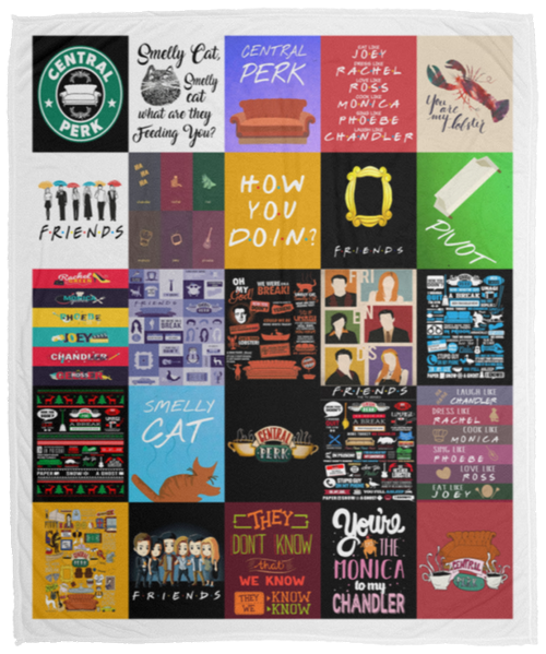 Friends TV Show Christmas Fleece Blanket, Premium Sherpa Blanket, Friends TV Series Blanket, Friends Quilt, Christmas Gift Blanket	VPM Cozy Plush Fleece Blanket - 50x60
