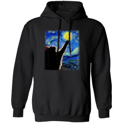 Starry Night Cat Van Gogh Cat Vintage Pullover Hoodie