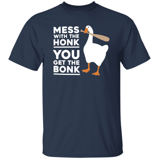 Mess With The Honk You Get The Bonk Vintage T-Shirt, Untitled Goose Game Shirt, Goose Shirt, Gamer Shirt, Game Lovers Shirt	G500 5.3 oz. T-Shirt