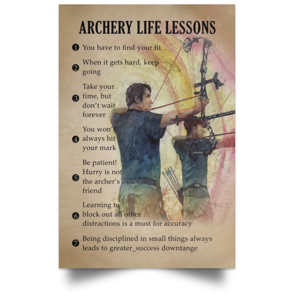 Archery Life Lessons Knowledge Framed Canvas, Unframed Poster, Archer Poster, Archery Life Canvas, Knowledge Canvas	POSPO Satin Portrait Poster