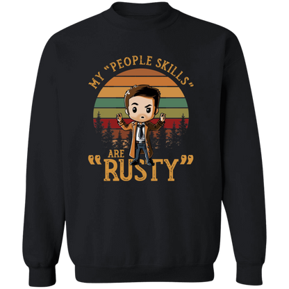 Chibi Castiel Supernatural My People Skills Are Rusty  Gildan Crewneck Pullover Sweatshirt