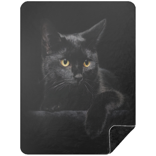 Black Cat Fleece Blanket, Premium Sherpa Blanket, Cat Blanket, Black Cat Quilt, Black Cat Lovers Blanket, Pet Blanket	BSHL Premium Black Sherpa Blanket 60x80