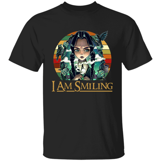 Wednesday Addams I Am Smiling Vintage T-Shirt, Wednesday Addams Shirt, Addams Family Shirt, Gift Tee For You And Your Family	G500B Youth 5.3 oz 100% Cotton T-Shirt