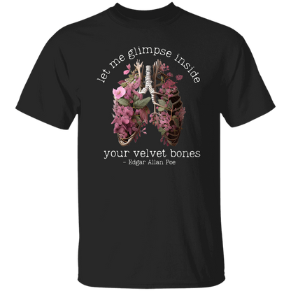 Edgar Allan Poe Let Me Glimpse Inside Your Velvet Bones Funny Halloween Teacher Vintage T-Shirt