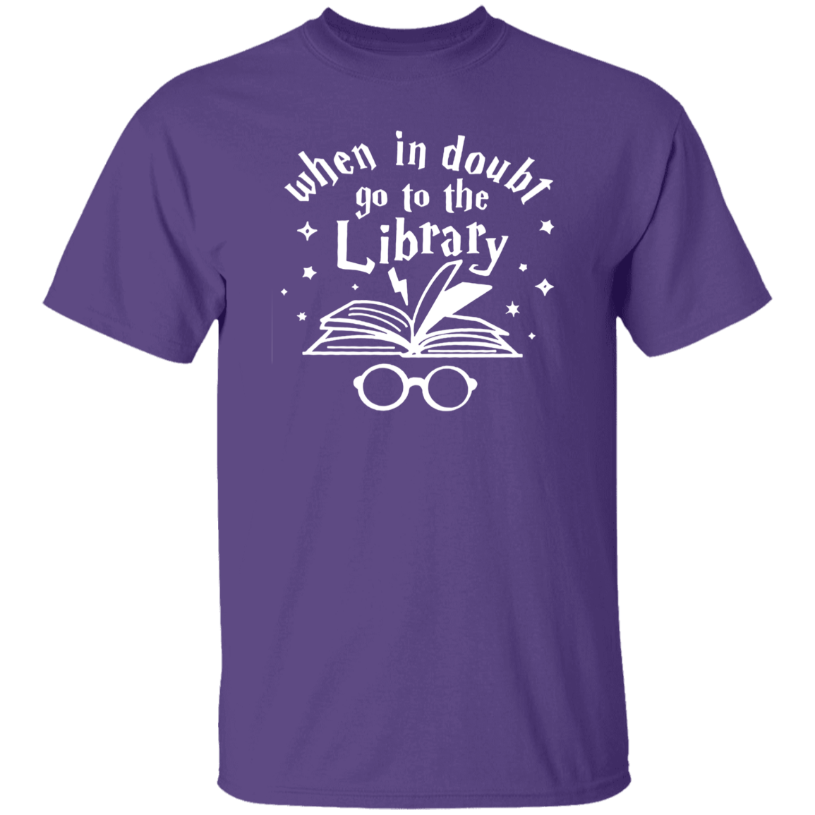 When In Doubt Go To The Library Teacher Unisex T-Shirt, Library Shirt, Back To School Gift, Teacher Shirt, Reading Lover Gift	G500 5.3 oz. T-Shirt
