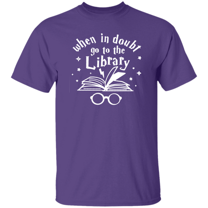 When In Doubt Go To The Library Teacher Unisex T-Shirt, Library Shirt, Back To School Gift, Teacher Shirt, Reading Lover Gift	G500 5.3 oz. T-Shirt