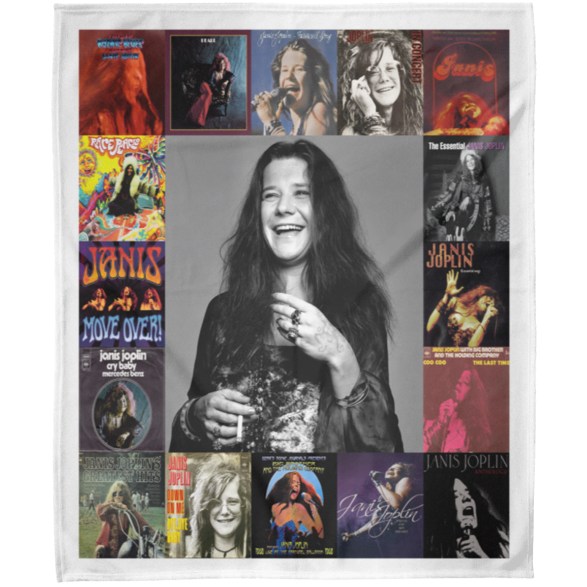 Janis Joplin Album Covers Music Fleece Blanket, Premium Sherpa Blanket, Janis Joplin Blanket, Rock Stars Blanket, Rock And Roll Lover Gift	FLM Arctic Fleece Blanket 50x60