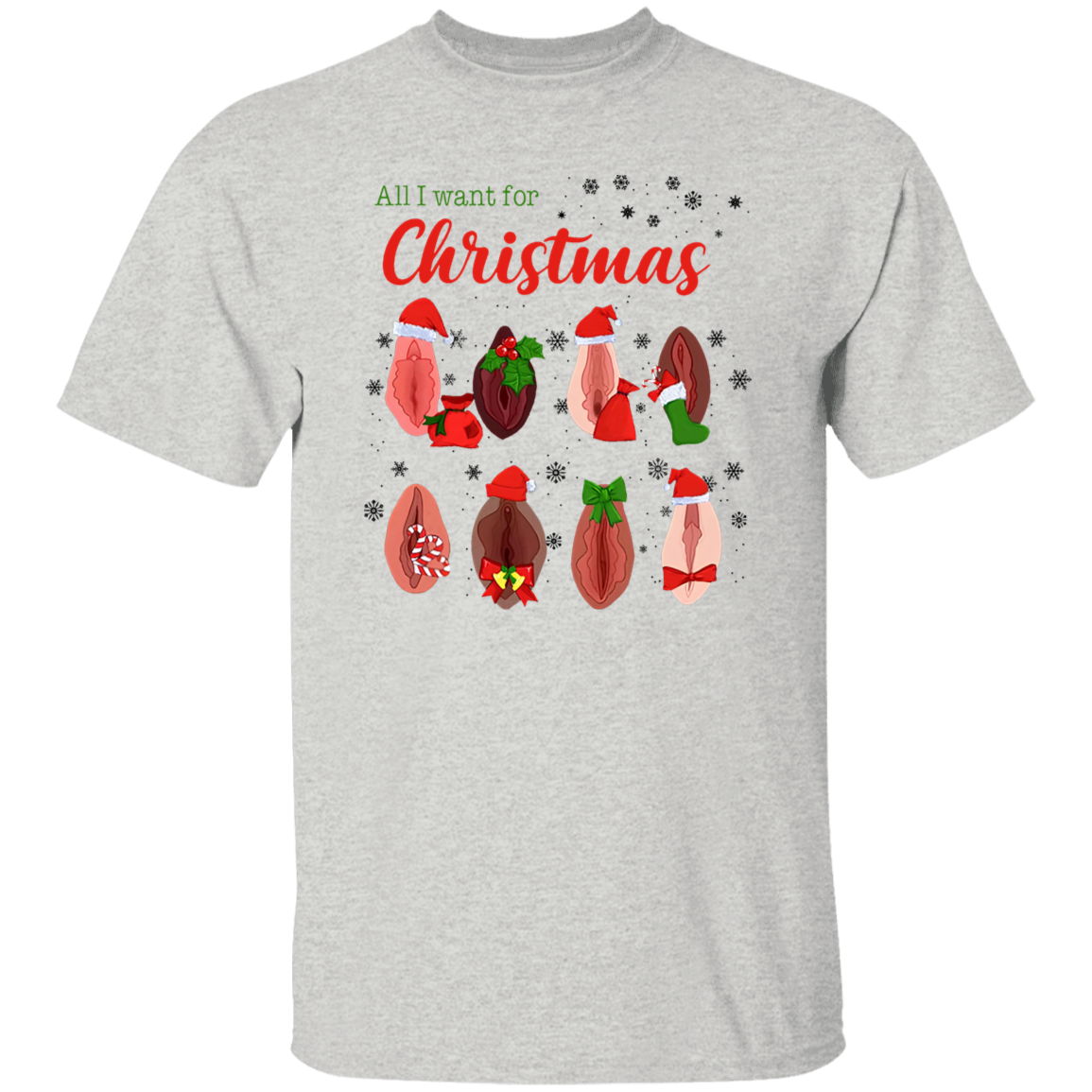 Dirty Christmas All I Want for Christmas Is Vagina Funny Dirty Christmas Gift for Couple T-Shirt