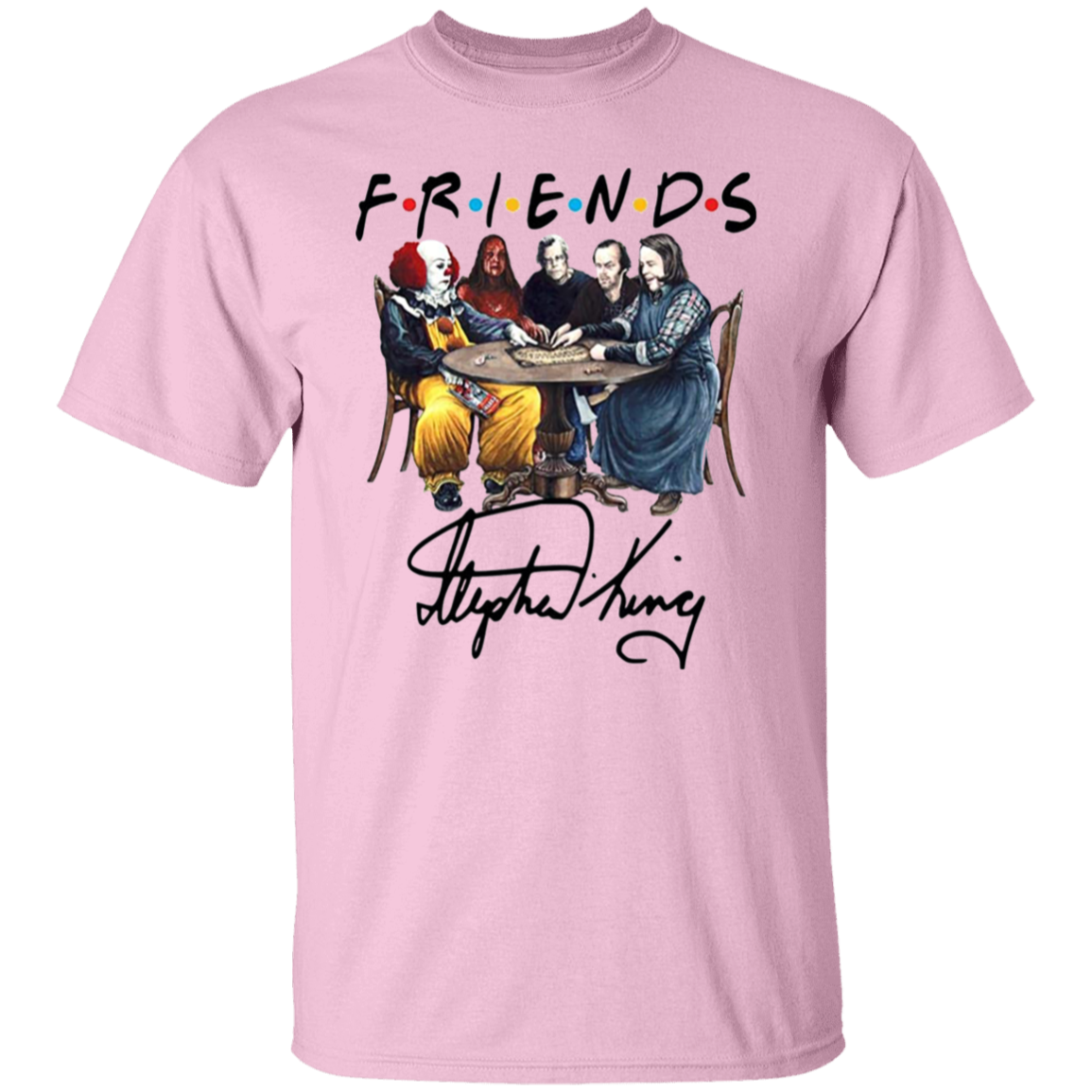 Stephen King Horror Characters Friends Signature T-Shirt - leleart
