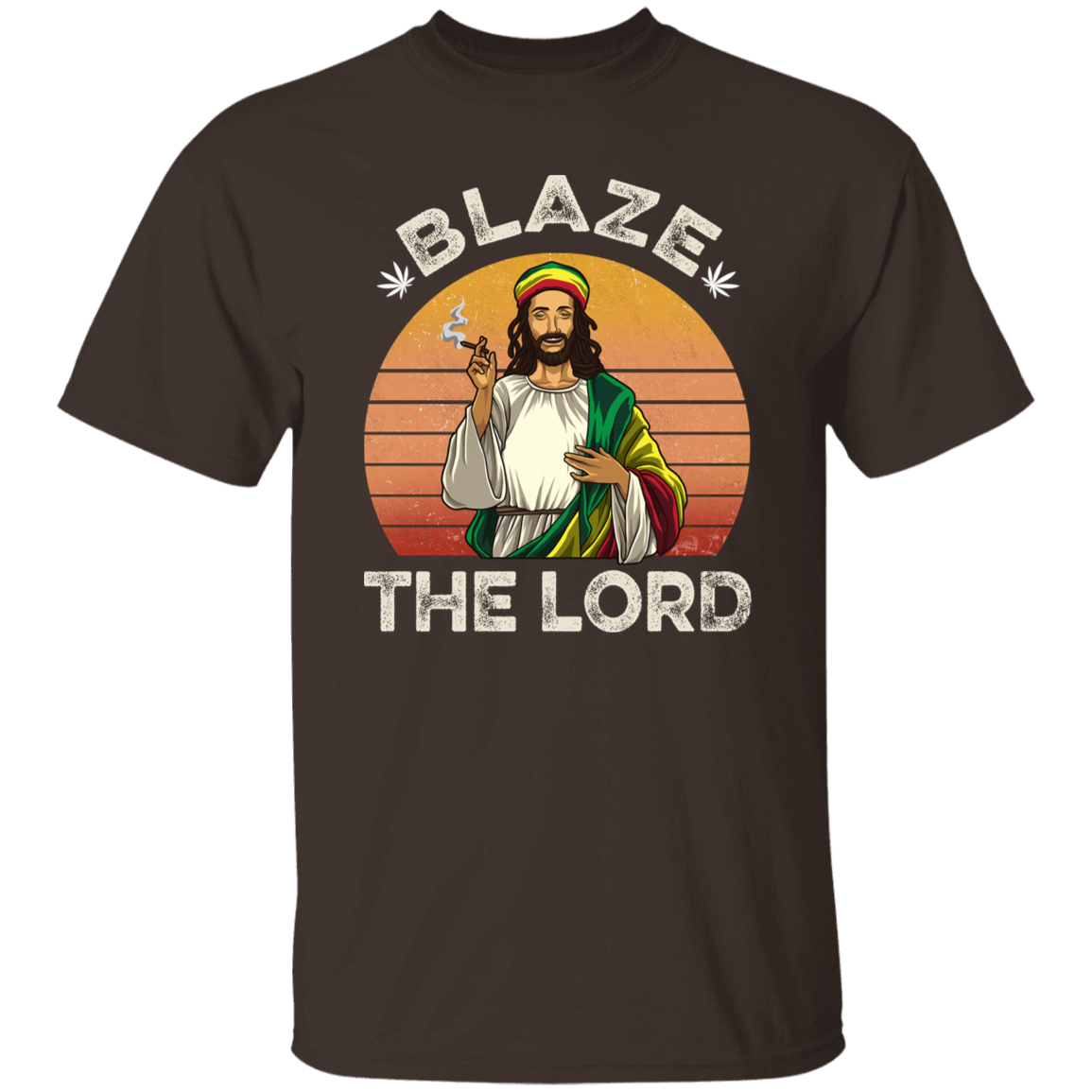 G500 5.3 oz. T-Shirt Jesus Smoking Weed Blaze The Lord Marijuana Retro Vintage Black T-Shirt
