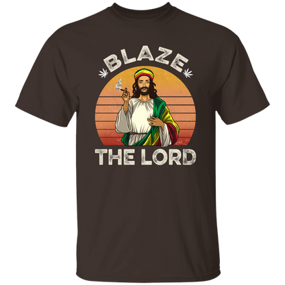 G500 5.3 oz. T-Shirt Jesus Smoking Weed Blaze The Lord Marijuana Retro Vintage Black T-Shirt